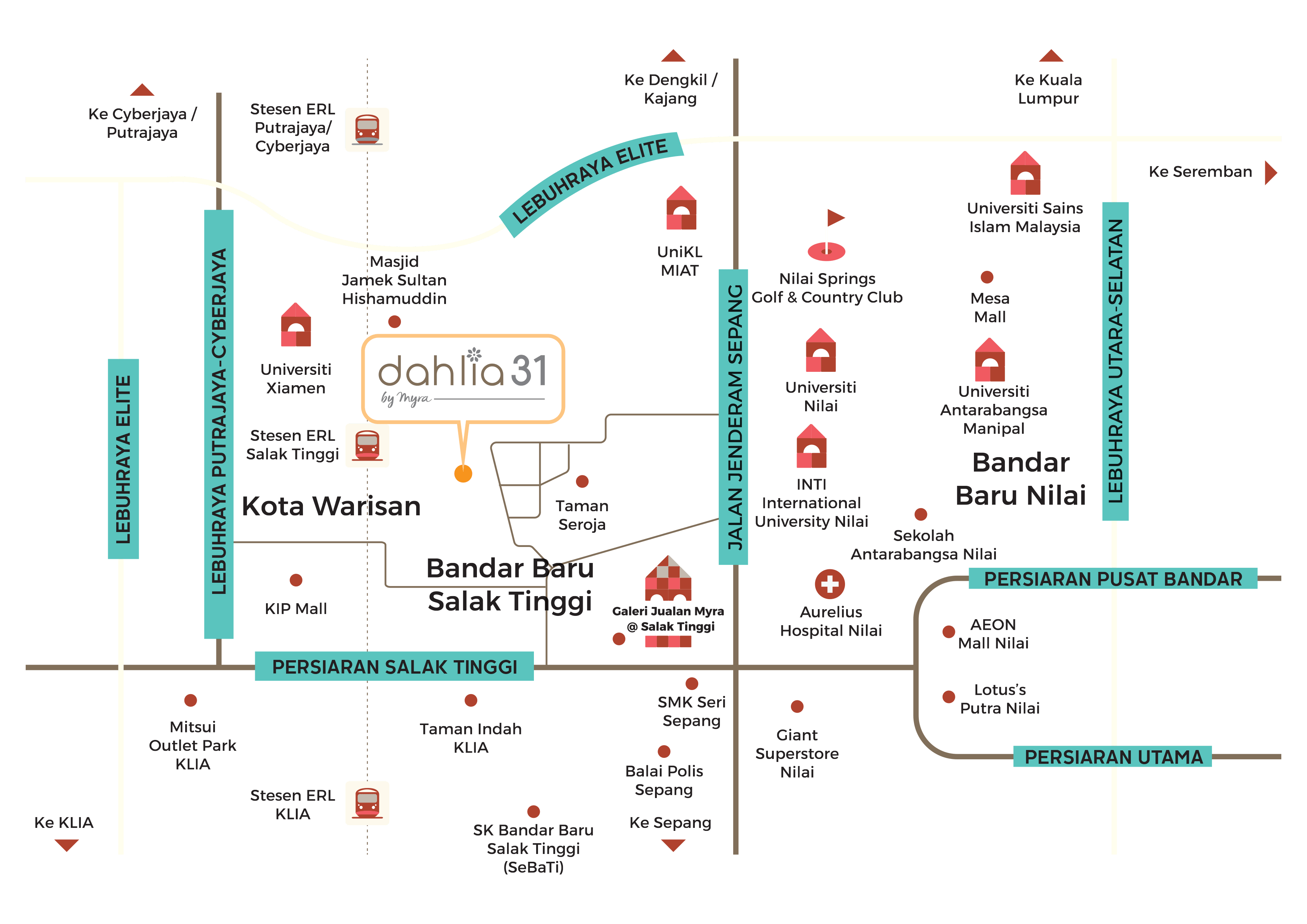 Dahlia31's location map with amenities nearby.