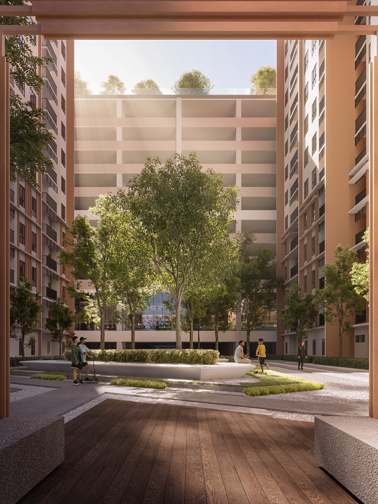 Courtyard between Myra Embun Residences buildings