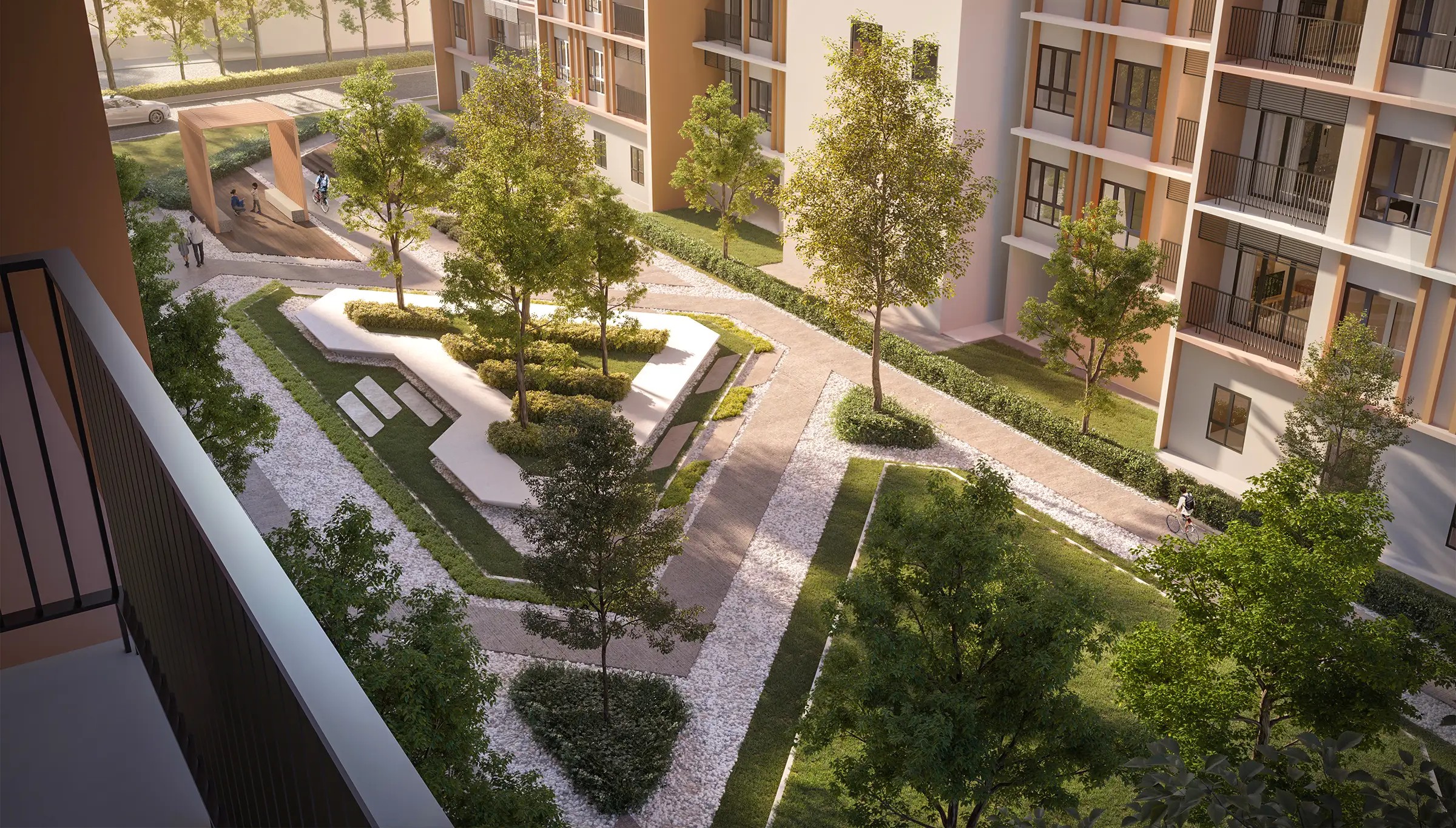 Courtyard between Myra Embun Residences buildings
