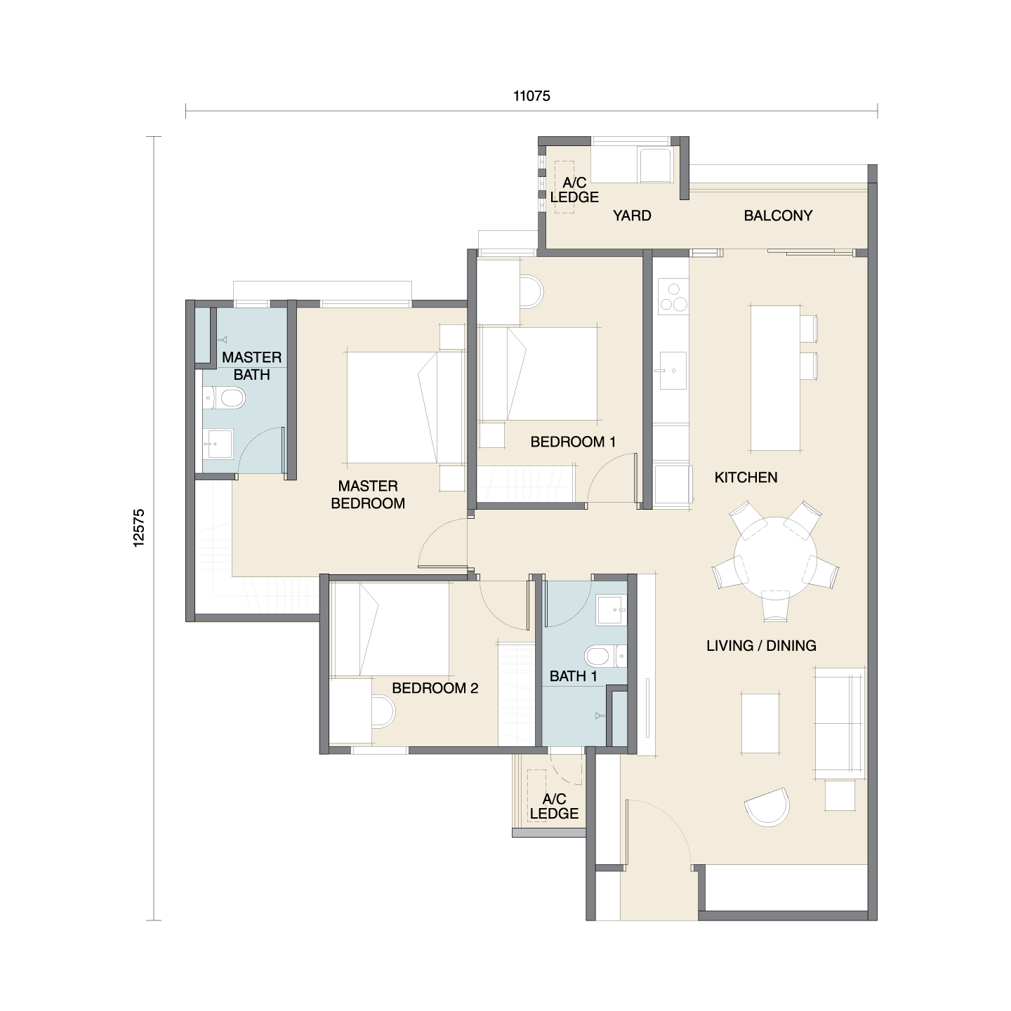 Type T2B Floor Plan